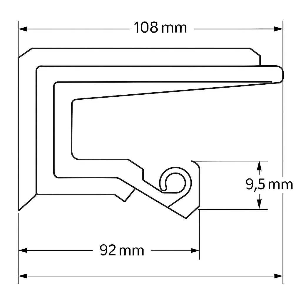 Shaft Oil Seal TC92x108x9.5 Rubber Covered Double Lip w/Garter Spring ID 92mm OD 108mm 92x108x9.5 92 x 108 x 9.5 mm - AVX Seals Store
